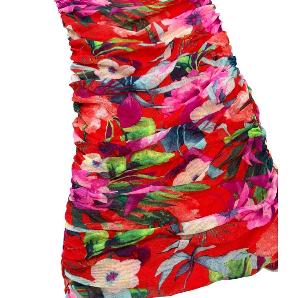 Express Strapless Ruched Mesh Mini Dress Stretchy Size 6 - Picture 3 of 6